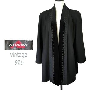 vintage Alorna black wool velvet swing coat M/L Petite